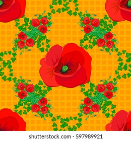 Floral vintage seamless pattern on a orange background. Vector illustration.