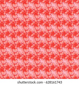 Floral vintage seamless pattern on a pink background. Cute vector plumeria flowers print. Vector illustration.