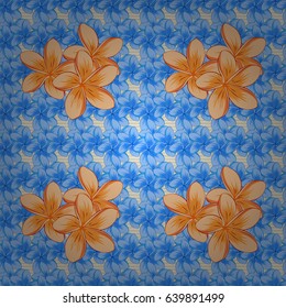 Floral vintage seamless pattern on a beige background. Cute vector plumeria flowers print. Vector illustration.