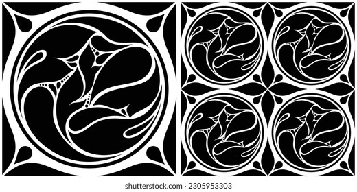 Floral Vintage Seamless Pattern in Paisley Style, with Preview. Decorative Composition with Natural Motifs. Abstract Ornate Art. Complex Ornament. Vector Contour Illustration