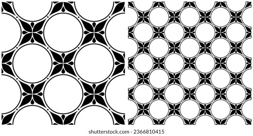 Floral Vintage Seamless Pattern in Paisley Style, with Preview. Decorative Composition with Natural Motifs. Abstract Ornate Art. Complex Ornament. Vector Contour Illustration