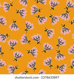 Blumenvintage nahtloses Muster mit rosafarbenen Blumen. Vektorhintergrund, Design