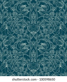 Floral vintage seamless pattern for retro wallpapers