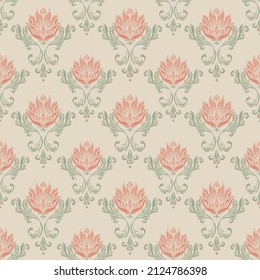 Floral vintage seamless pattern for retro wallpapers. Enchanted Vintage Flowers.  Arts and Crafts movement inspired. Design for wrapping paper, wallpaper, fabrics and fashion clothes.