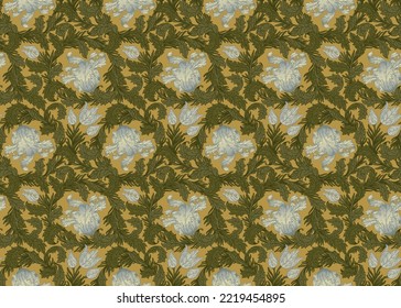 Floral vintage seamless pattern for retro wallpapers. Enchanted Vintage Flowers.  William Morris, Arts and Crafts movement inspired. Design for wrapping paper, wallpaper, fabrics and fashion clothes.