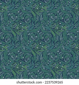 Floral vintage seamless pattern for retro wallpapers. Enchanted Vintage Flowers.  Arts and Crafts movement inspired. Design for wrapping paper, wallpaper, fabrics and fashion clothes.