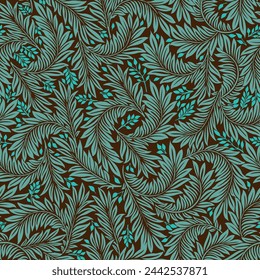 Floral vintage seamless pattern for retro wallpapers. Enchanted Vintage Flowers.  Arts and Crafts movement inspired. Design for wrapping paper, wallpaper, fabrics and fashion clothes.