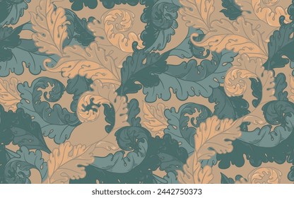 Floral vintage seamless pattern for retro wallpapers, textiles, designs. Enchanted Vintage Flowers. Arts and Crafts movement inspired.