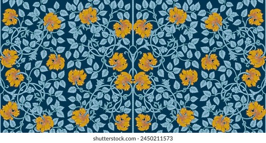 Floral vintage seamless pattern for retro wallpapers. Enchanted Vintage Flowers. William Morris inspired. Arts and Crafts movement inspired. Design for wrapping paper, wallpaper, fabrics