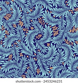 Patrón sin costuras vintage floral para Fondos de pantalla retro. Flores de Antiguas encantadas. Movimiento de Artes y Oficios inspirado. Diseño para papel de embalaje, Fondo de pantalla