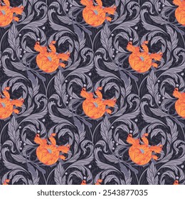 Floral vintage seamless pattern for retro wallpapers. Enchanted Vintage Flowers. Arts and Crafts movement inspired. Design for wrapping paper, wallpaper, fabrics