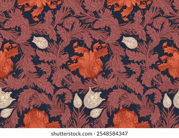 Floral vintage seamless pattern for retro wallpapers, textiles, designs. Enchanted Vintage Flowers.