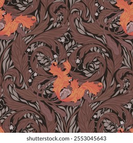 Padrão sem emenda vintage floral para papéis de parede retro. Encantado Flores Vintage. O movimento das artes e ofícios é inspirado. Design para papel de embrulho, papel de parede, tecidos