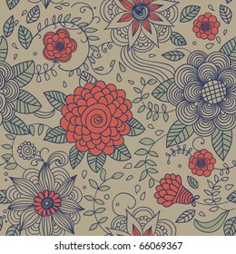 Floral vintage seamless pattern for retro wallpapers