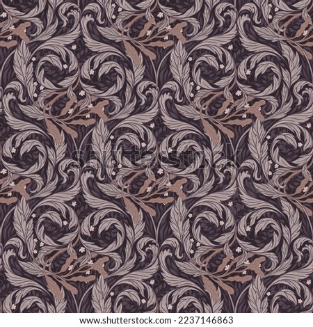 Floral vintage seamless pattern for retro wallpapers. Enchanted Vintage Flowers.  Arts and Crafts movement inspired. Design for wrapping paper, wallpaper, fabrics and fashion clothes.