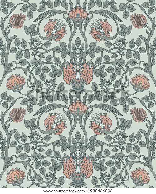 Floral
vintage seamless pattern for retro wallpapers. Enchanted Vintage
Flowers.  Arts and Crafts movement inspired. Design for wrapping
paper, wallpaper, fabrics and fashion
clothes.