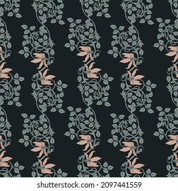Blumenvintage nahtloses Muster für Seidenviertel. Zauberhafte Vintage-Blumen.  Die Bewegung für Kunst und Handwerk inspirierte. Design für Wickelpapier, Tapete, Stoffe und Modebekleidung.