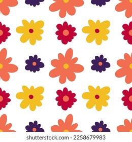 Patrón inoxidable de vintage floral. Fondo vectorial de verano. Impresión textil retro de la flor hippie. Papel de la pared de Groovy.