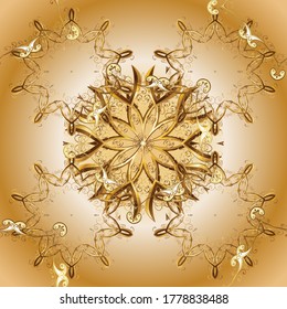 Floral vintage seamless pattern. Vector illustration. Vector illustration. Art. Elements in beige and orange colors. Oriental style. Seamless. For design textiles, paper, wallpaper.