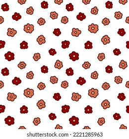 Floral vintage seamless pattern. Vector background. Hippie flower power retro textile print. Groovy wallpaper.