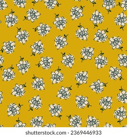 Blumenvintage nahtloses Muster mit weißen Blumen. Vektorhintergrund, Design