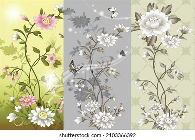 Conjunto de patrones ininterrumpidos florales vintales
