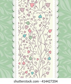 Floral vintage template for Happy birthday, invitation, greeting baby, kid,baby shower card. Vector illustration.