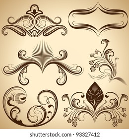 Floral vintage vector design elements.