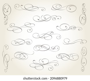 Floral vintage vector design elements.Calligraphic twists of the composition.