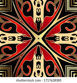 Vector vectorial floral sin fisuras. Fondo ornamental. Repetir fondo abstracto geométrico. Decoración decorativa moderna. Filas de oro. Flores, formas, líneas, marcos cuadrados, ondas