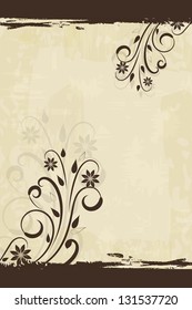 Floral vintage vector vertical background with copy space.