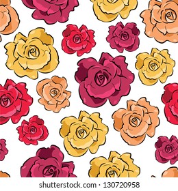 Floral vivid seamless pattern with colorful flowers (vector)