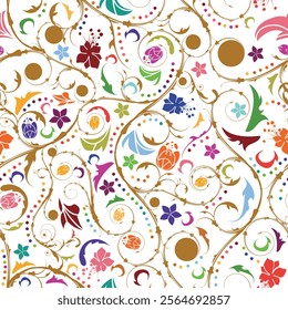 Floral vivid seamless pattern with colorful flowers