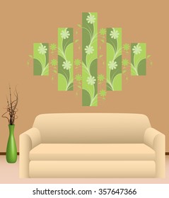 Floral wall decal for interior decoration