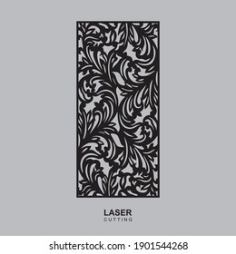 Floral wall decor. Ornamental laser cut panel design for metal, wooden, room divider, Window decor.