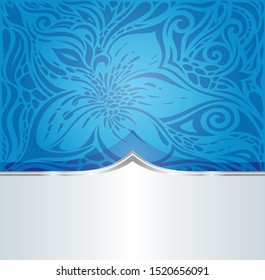 Floral Wallpaper Background decorative mandala design in dark Blue trendy fashion design with copy space