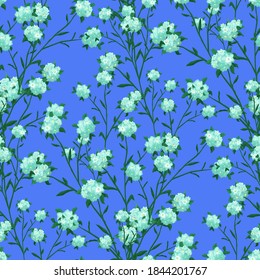 Floral Wallpaper with Big Flowers. Seamless Pattern with Lily, Bluebell and May-lily for Shirt Swimwear Wallpaper. Vector Seamless Flowers. Vintage Pattern. Colorful Rapport.