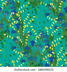 Floral Wallpaper with Big Flowers. Seamless Pattern with Daisy Flowers for Print Curtains Textile. Colorful Rapport. Modern Pattern. Vector Seamless Flowers.