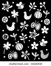floral wallpaper in black
