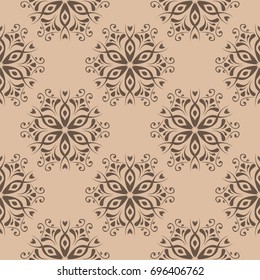 Floral wallpaper. Brown seamless pattern as textile background