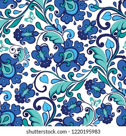 Floral wallpaper. Decorative ornament for fabric, textile, wrapping paper.