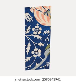 Floral wallpaper design with blue background. Features intricate floral patterns, floral motifs, and floral elements.