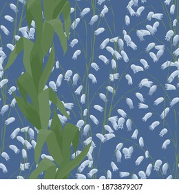 Floral Wallpaper with Lily Flowers. Seamless Pattern with Wild Flowers for Blouse Wallpaper Textile. Colorful Rapport. Trendy Pattern. Vector Seamless Texture.