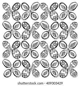 Floral wallpaper pattern. Sketchy style.
