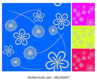 Floral wallpaper pattern vector illustration Floral background set Ornamental modern flower designs in earthy and neon colors Nature inspired Seamless pattern Great for gift paper, card, fabric print 