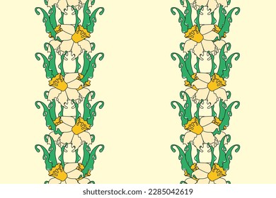 Blumenhintergrund. Nahtloses Muster mit Frühlingsnarcissus. Schöner, blühender Hintergrund mit fließender Textur. Kreatives Botanik-Banner.