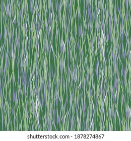 Floral Wallpaper with Realistic Flowers. Seamless Pattern with Wild Flowers on a Meadow for Shirt Dress Tablecloth. Trendy Pattern. Retro Rapport. Vector Seamless Grass Texture.
