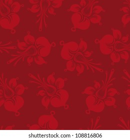 Floral wallpaper with red flower