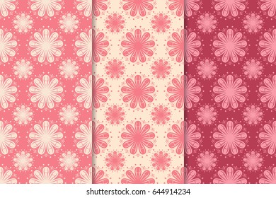 Floral wallpaper. Red seamless patterns. Textile background