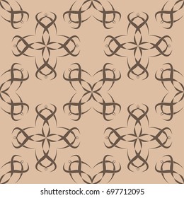 Floral wallpaper seamless pattern. Brown ornamental background. Vector illustration